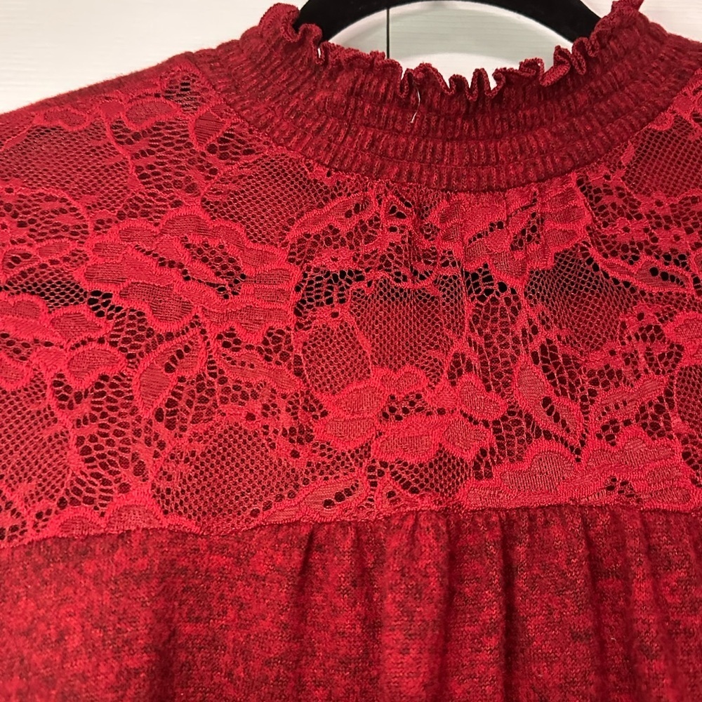 Red Lace Top - Picture 3 of 6